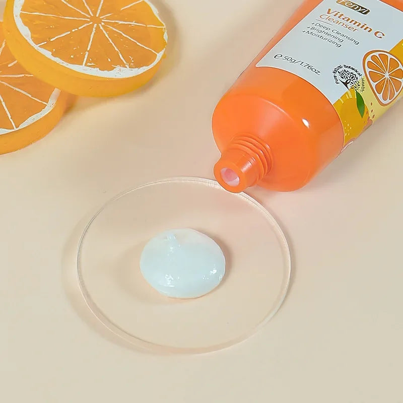 Vitamin C Facial Cleanser Skin Cleansing Moisturizing Blackhead Remove Skincare Face Wash Foam Face Cleanser 50g
