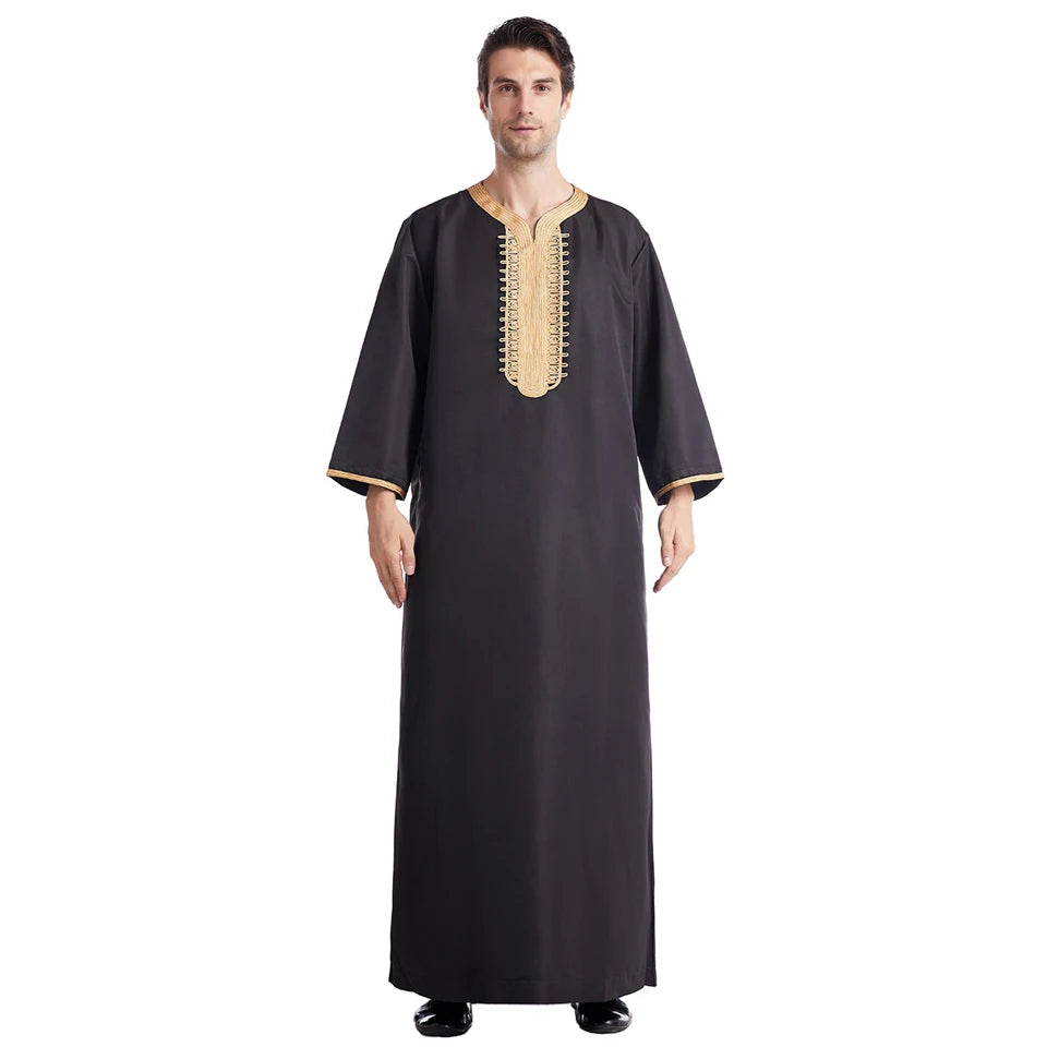 Jubba Thobe For Man Islamic Muslim Clothing Fashion Moroccan Saudi Arabic Dubai Oman Adult Long Sleeve Plus Size Casual Kaftan