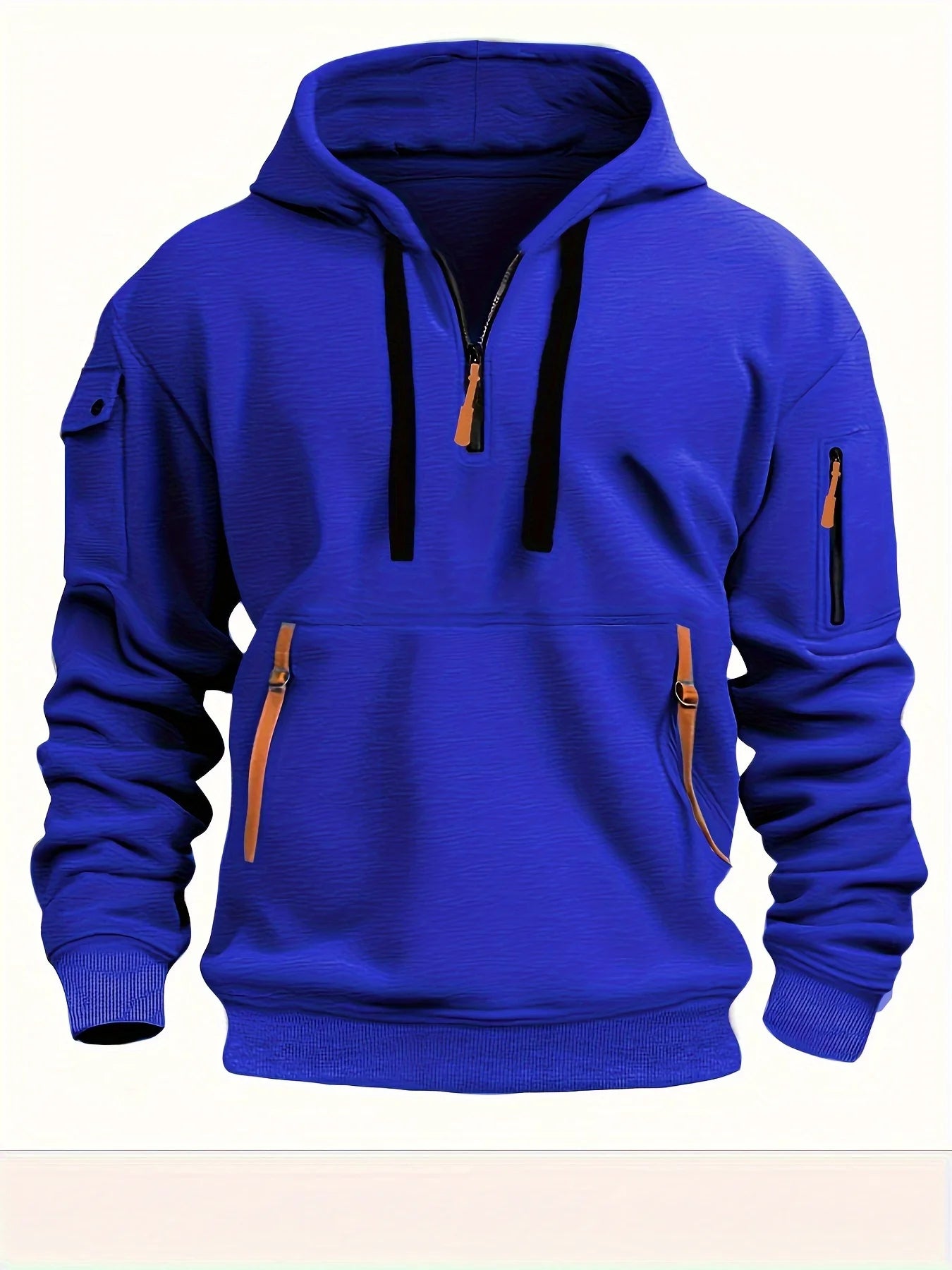 Originality 1/4 Zip up Autumn Winter Men Fashion Hoodie Warm Fleece Sweatshirts Multi Pocket Design y2k Clothing