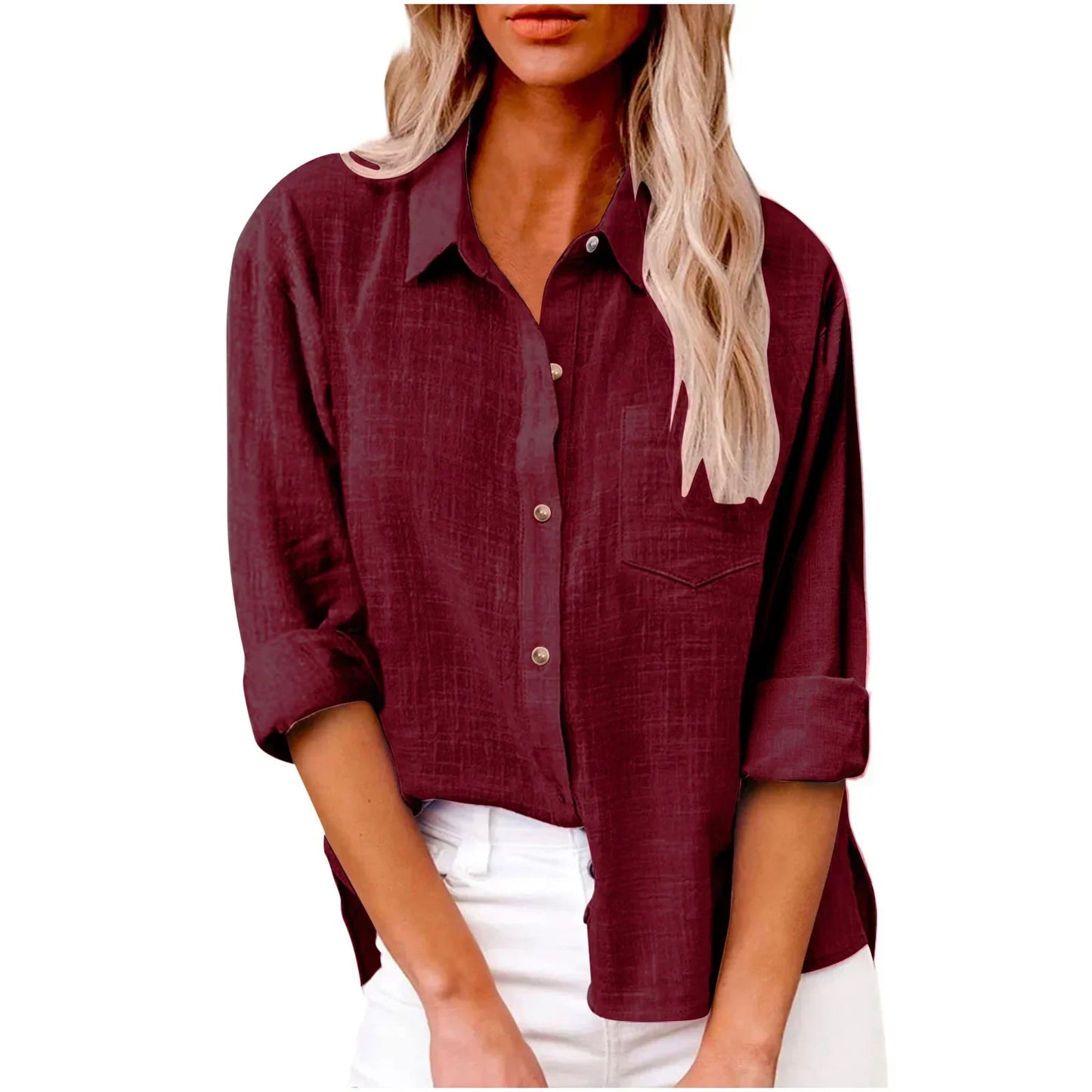 Cotton Linen Long Sleeve Shirts for Women T Shirt Solid Fashion T-Shirt Woman Clothes Tshirt Elegant Casual Tops Tees Streetwear