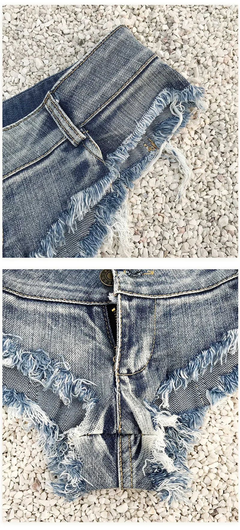 Denim Shorts for Women, Low Waisted, Sexy Summer Beach Clothing, Fashion Clothes - AMULET RING STORE