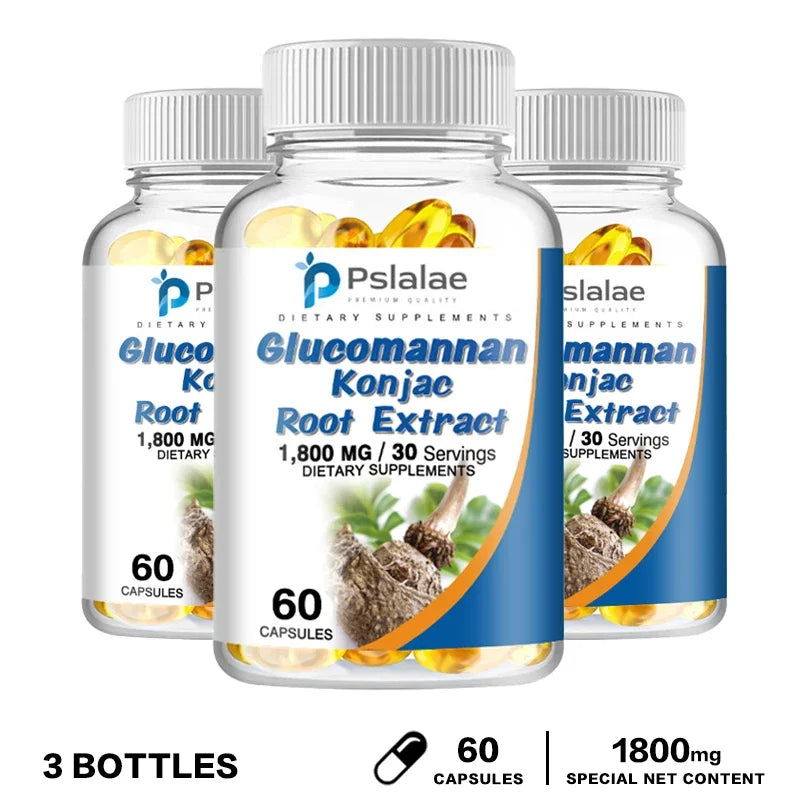 Glucomannan Capsules - Promote Gastrointestinal Health, Supports Healthy Weight Management, Fat Burner, Appetite Suppression