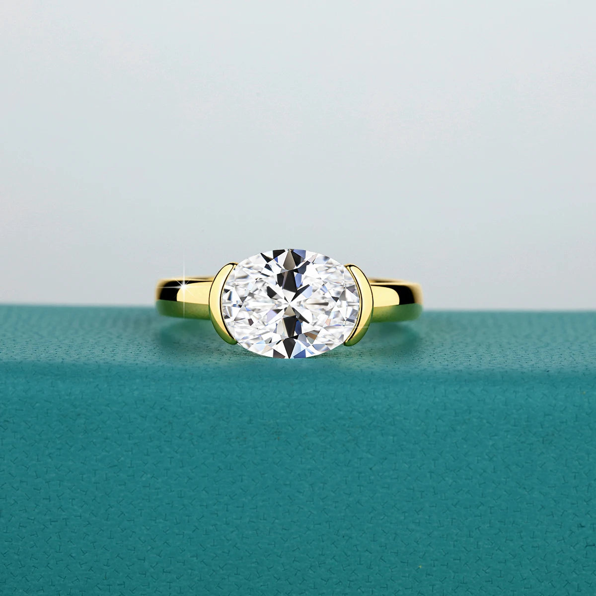 14K Gold Certified Oval Cut Moissanite Ring for Women Lab Created Diamond Engagement Wedding Yuan Bao Ring Jewelry Classic