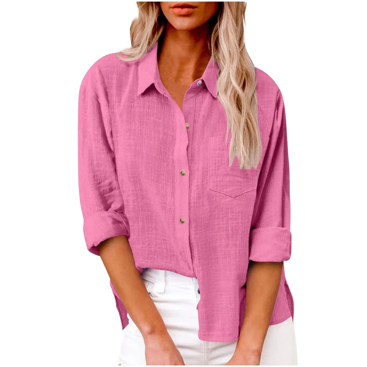 Cotton Linen Long Sleeve Shirts for Women T Shirt Solid Fashion T-Shirt Woman Clothes Tshirt Elegant Casual Tops Tees Streetwear