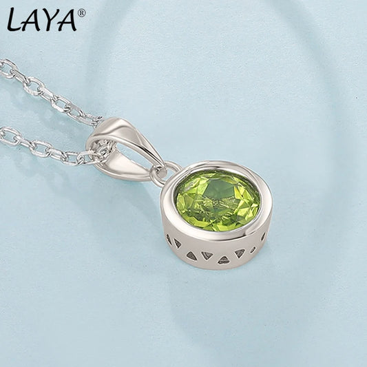 LAYA 925 Sterling Silver Natural Amethyst Bezel Setting Pendant Necklace For Women Original Fashion Jewelry 2025 Trend