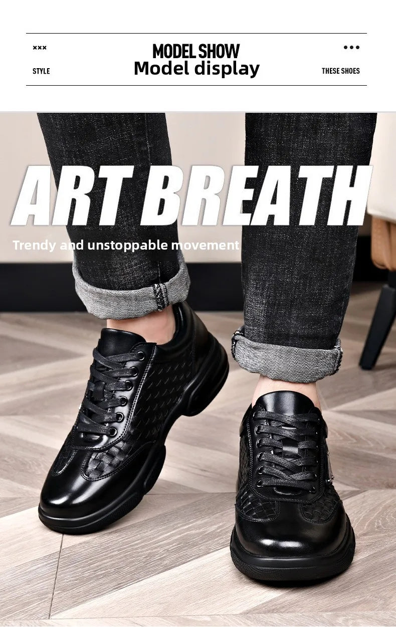 Men's Shoes Original Casual Leather Men Training Wear Resistant Sneakers Outdoor Male Treking Footwear Breathable Lace-up Shoes