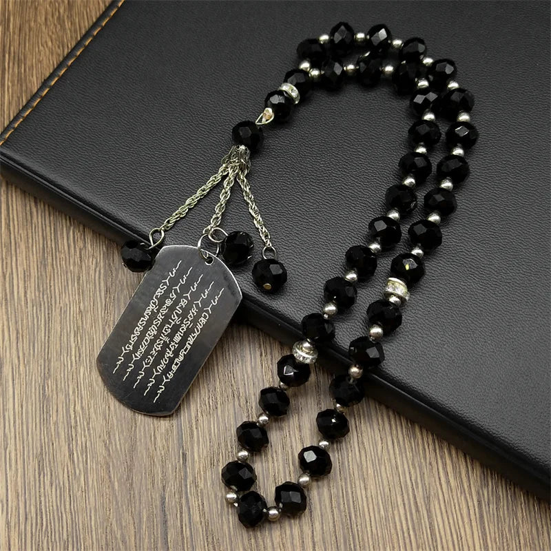 Islamic Imam Ali Zulfiqar Sword Car Pendant for Women Men Stainless Steel Gold Color Arabic Religion Blue Glass Chain Jewelry