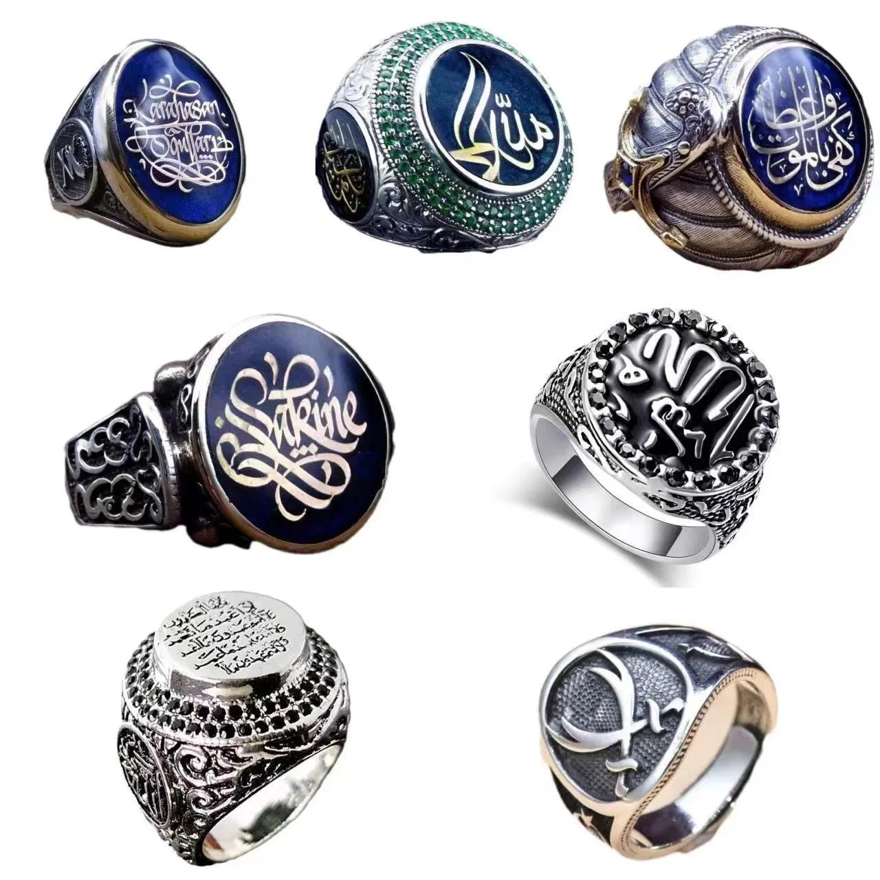 Vintage Arab Style Rings for Men Stainless Ethnic Arabic Calligraphy Ring - AMULET RING STORE
