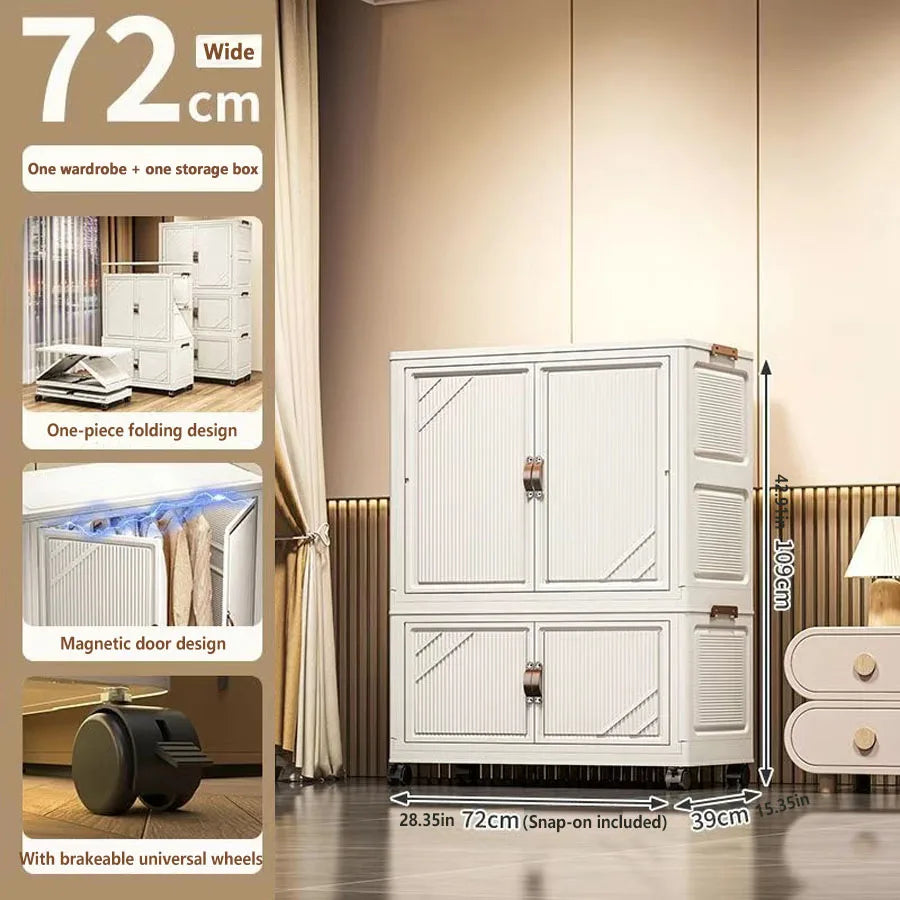 Multi-specification Multifunction White Folding Storage Cabinet Large Capacity Dustproof Wardrobe Storage Box - AMULET RING STORE