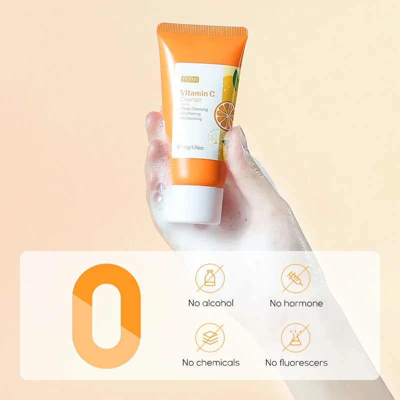 Vitamin C Facial Cleanser Skin Cleansing Moisturizing Blackhead Remove Skincare Face Wash Foam Face Cleanser 50g