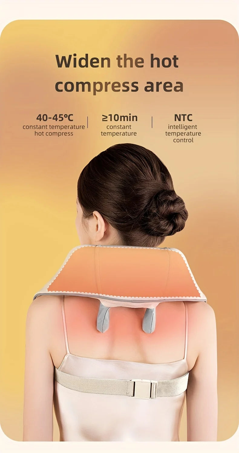 Shoulder and neck massager, capable of deep hot compress, finger pressure wireless massage shawl, electric kneading massager