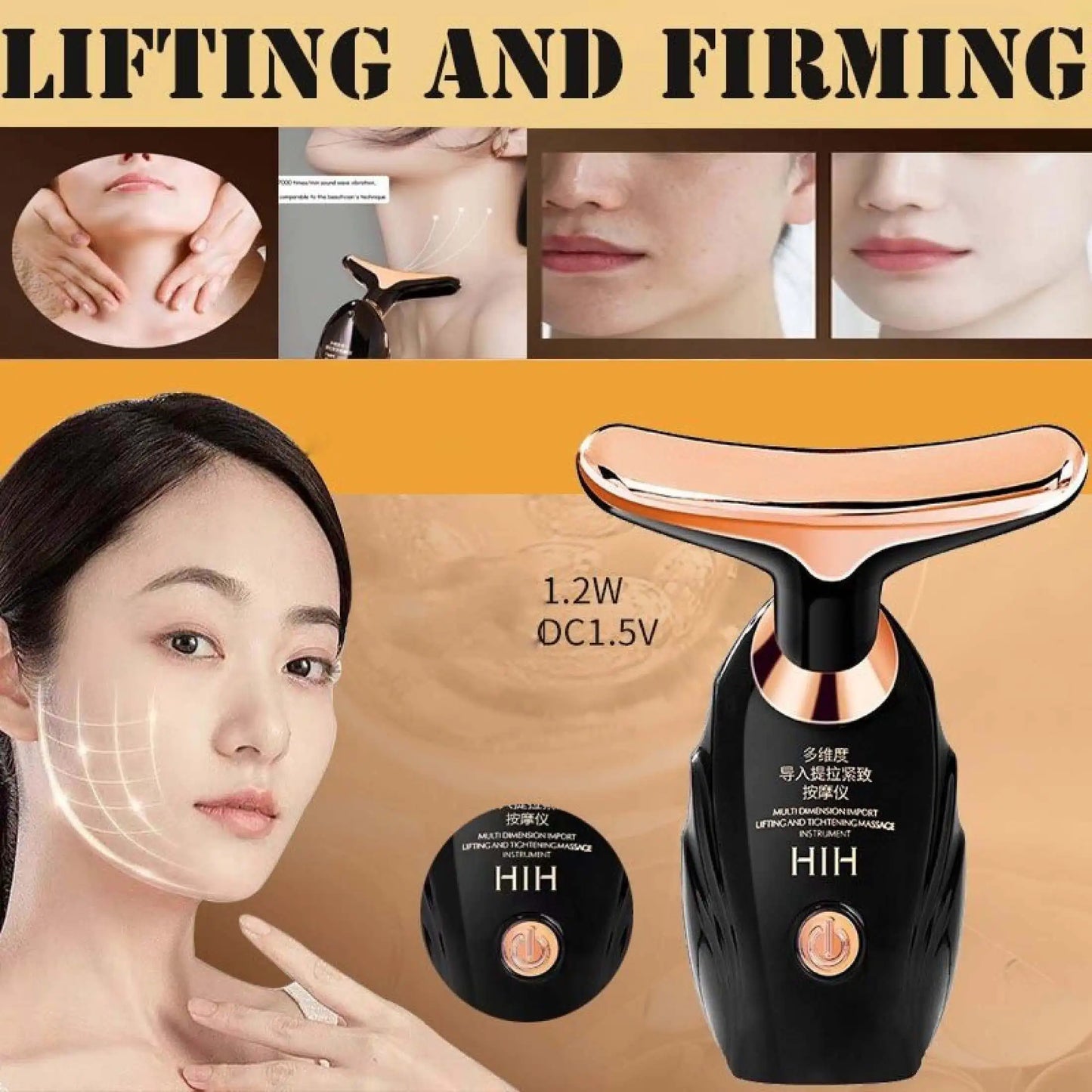 Face Massager 3 In 1 Neck Facial Eye Massage Introducer Microcurrent Skin Rejuvenation Anti Aging Beauty Device Beauty Tools