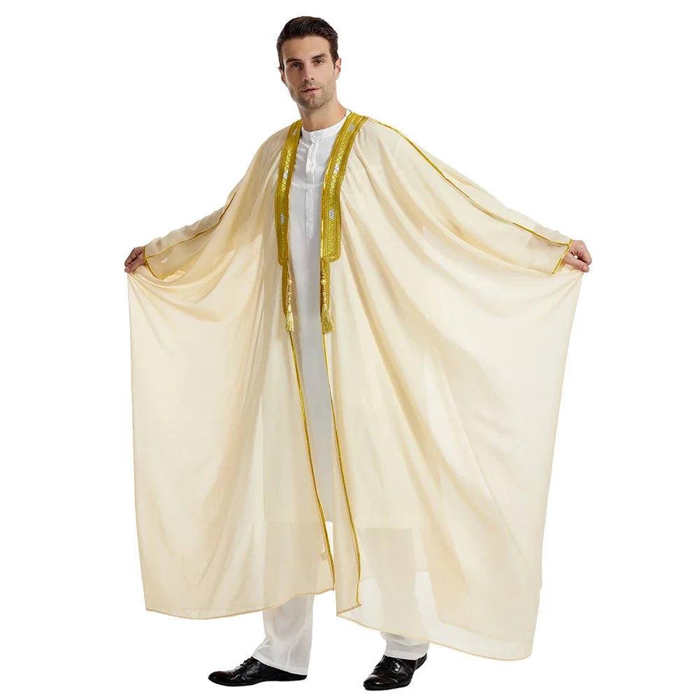 Islam Clothing Men Robe Kaftan Muslim Man Moroccan Casual Long Jubba Thobe Arabic Robe Middle East National Costume Eid Ramadan