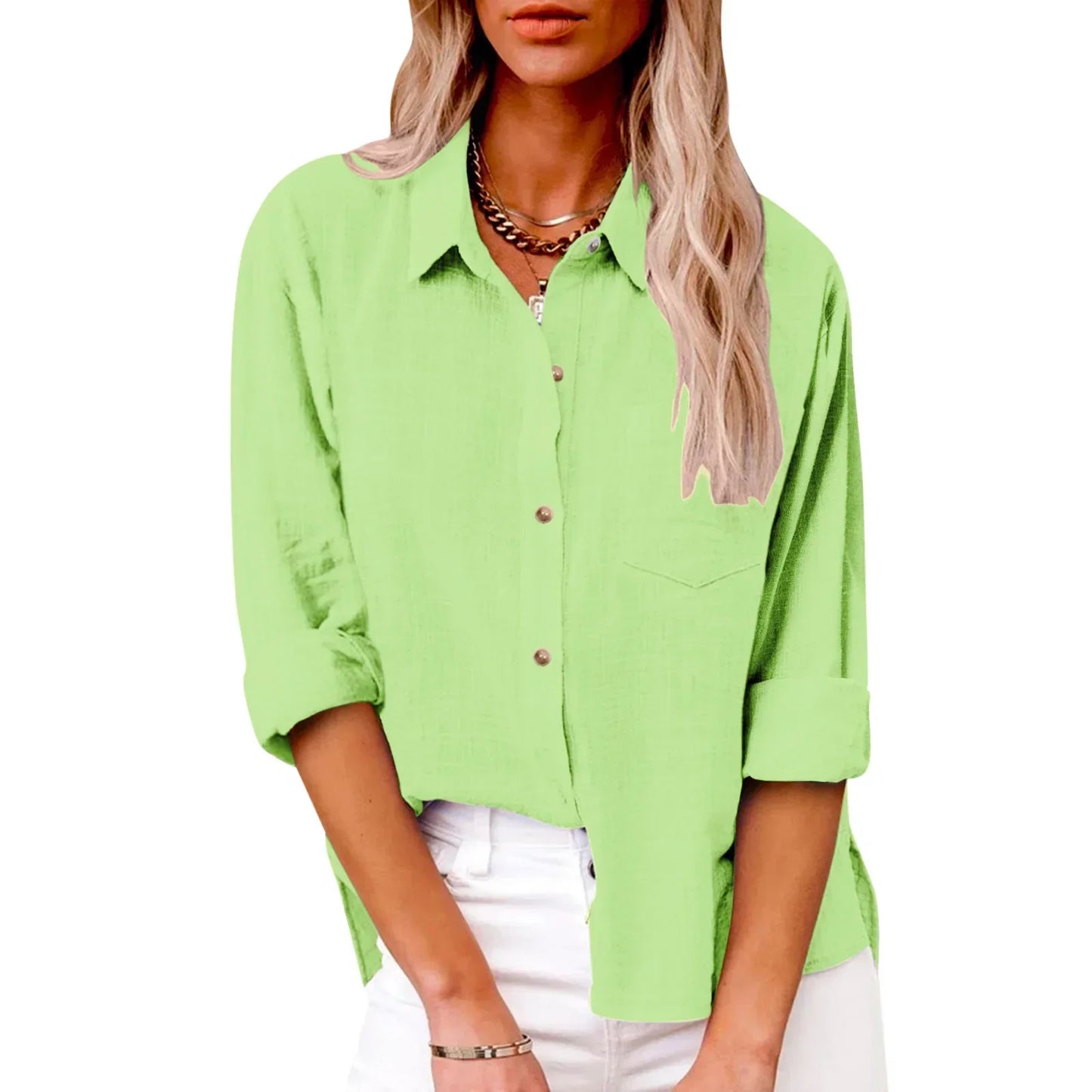 Cotton Linen Long Sleeve Shirts for Women T Shirt Solid Fashion T-Shirt Woman Clothes Tshirt Elegant Casual Tops Tees Streetwear