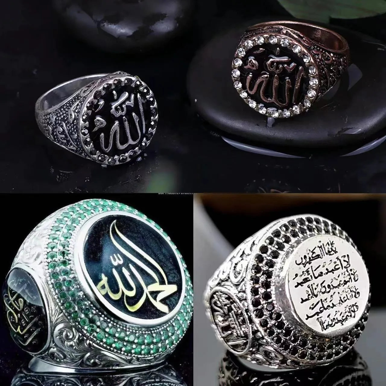 Vintage Arab Style Rings for Men Stainless Ethnic Arabic Calligraphy Ring - AMULET RING STORE