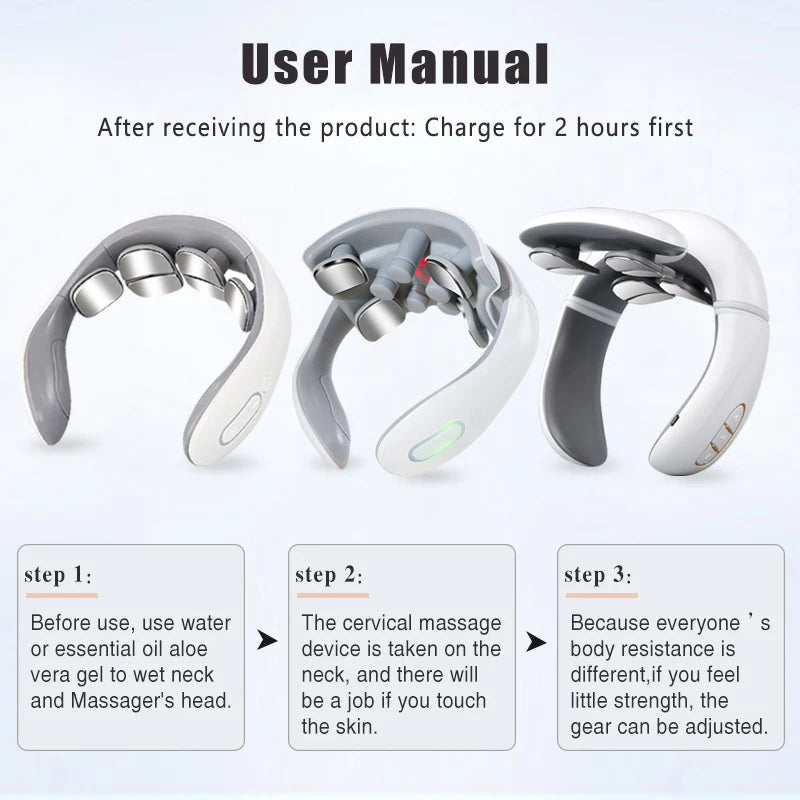 Vibration Neck Masssger Rechargeable Low Frequency Pulse Cervical Massager Smart Electric Neck Massager Hot Compress Massage