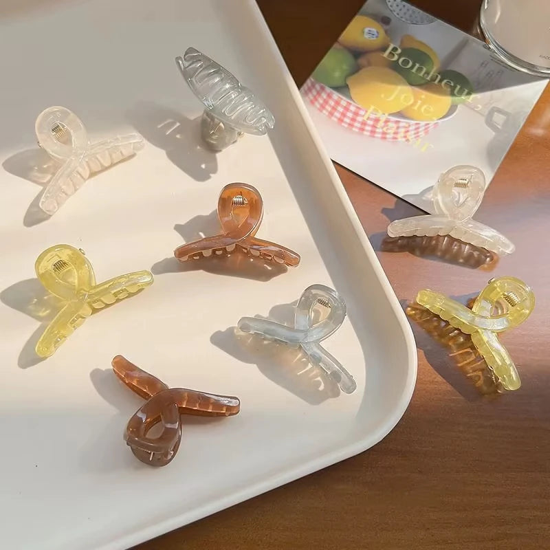 4PCS Hair Clip Small Hairpins for Woman 4.5CM Mini Transparent Jelly Grab Clip Hair Crab Ponytail Braid Claw Hair Accessories - AMULET RING STORE