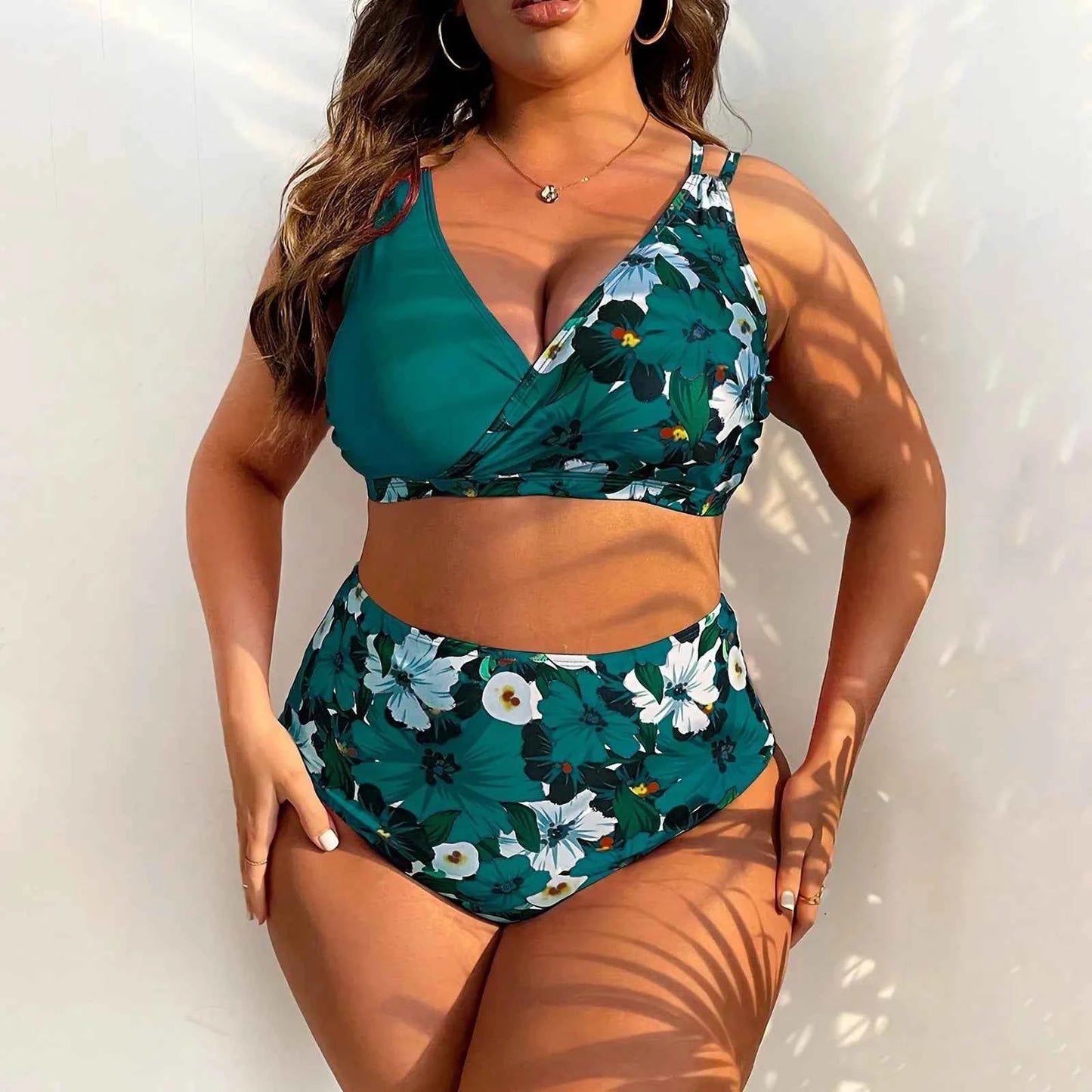 2024 New Plus Size Bikini Sets For Women Swimsuit Large Bathing Suits Two-Piece High Waist Push Up Bikini Set Sexy Separate