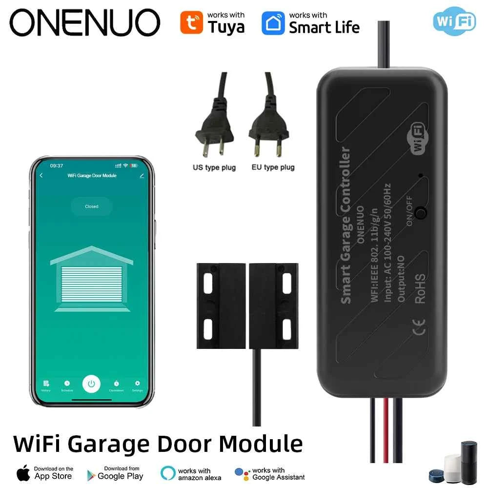 Tuya WiFi Switch Garage Door Controller Smart Door Opener Work with Alexa Google Home Smart Life Tuya APP Control No Hub Require - AMULET RING STORE