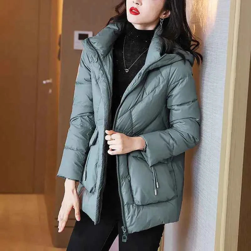 Woman Coat Zip-up Black Thick Padding Duck Down Quilted Padded Jackets for Women Hoodie Y2k Fashion 2025 Trend Luxury Hot Youth