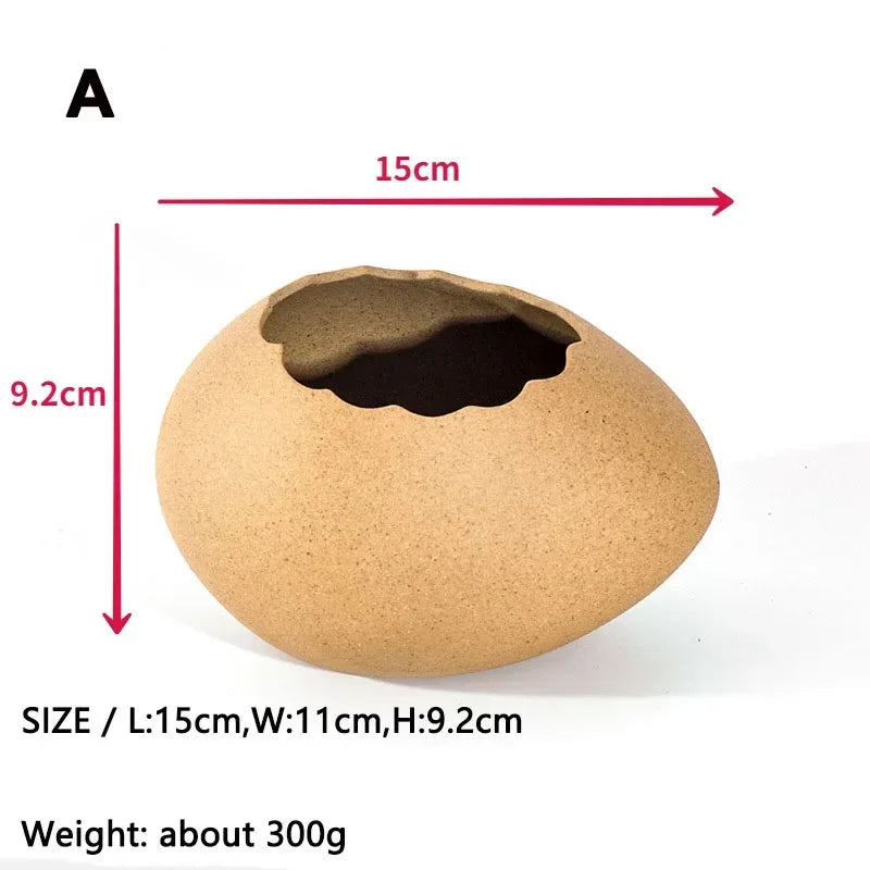 Creative Dessert Bowl Noodle Bowl Hydroponic Egg Shell Ostrich Vase Cute With Nest Home Decoration Modern Simple Ceramic Craft - AMULET RING STORE