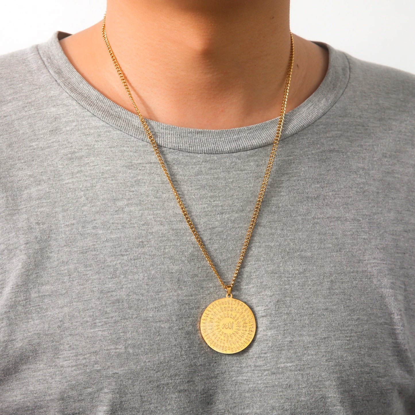 Jeshayuan Allah Name Pendant Necklace For Men Arabian Calligraphy Stainless Steel Religious Amulet Lucky Jewelry Gift - AMULET RING STORE