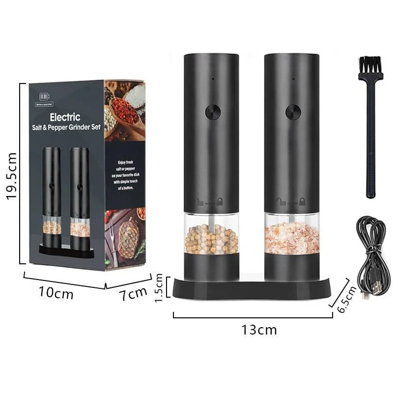 USB Rechargeable Electric Salt and Pepper Grinder Adjustable Coarseness Large Capacity Auto Spices Grinders Kitchen Cooking Tool - AMULET RING STORE