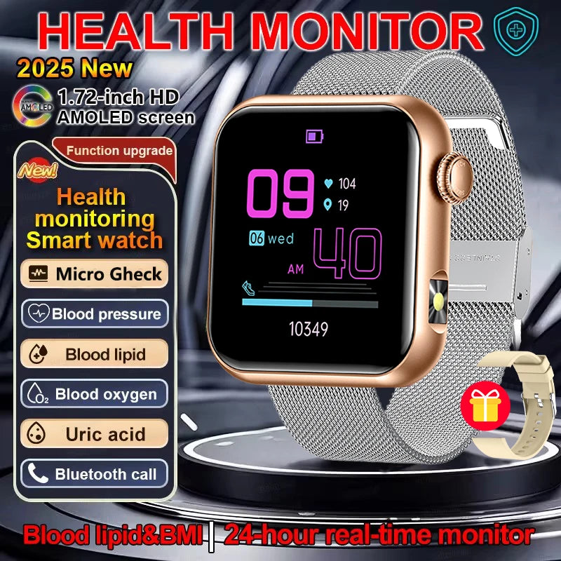 2025 New LED Women AI Smart Diagnosis Smart Watch HRV+PPG Blood Pressure Blood oxygen Health monitor IP68 NFC Smartwatches 