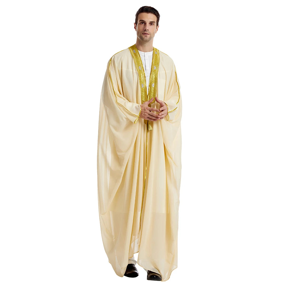 Islam Clothing Men Robe Kaftan Muslim Man Moroccan Casual Long Jubba Thobe Arabic Robe Middle East National Costume Eid Ramadan