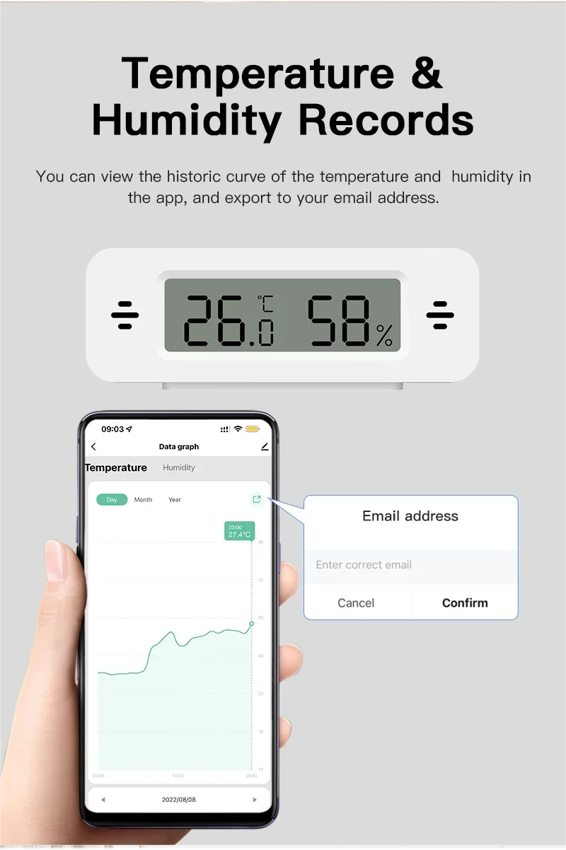 Tuya WiFi Mini Temperature Humidity For Smart Home Thermometer Hygrometer APP Remote Alarm Work with Google Home Yandex Alexa - AMULET RING STORE