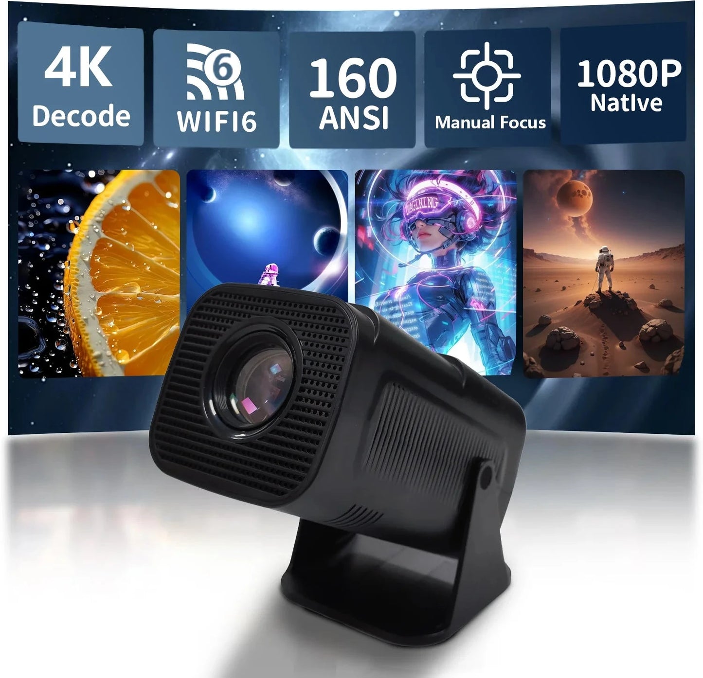 HP330 Portable LED Short Focus Projector 210Ansi 1280*720P Android 11 BT5.0 WIFI Allwinner H716 Halloween Gift Proyector