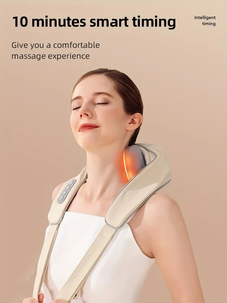 Shoulder and neck massager, capable of deep hot compress, finger pressure wireless massage shawl, electric kneading massager