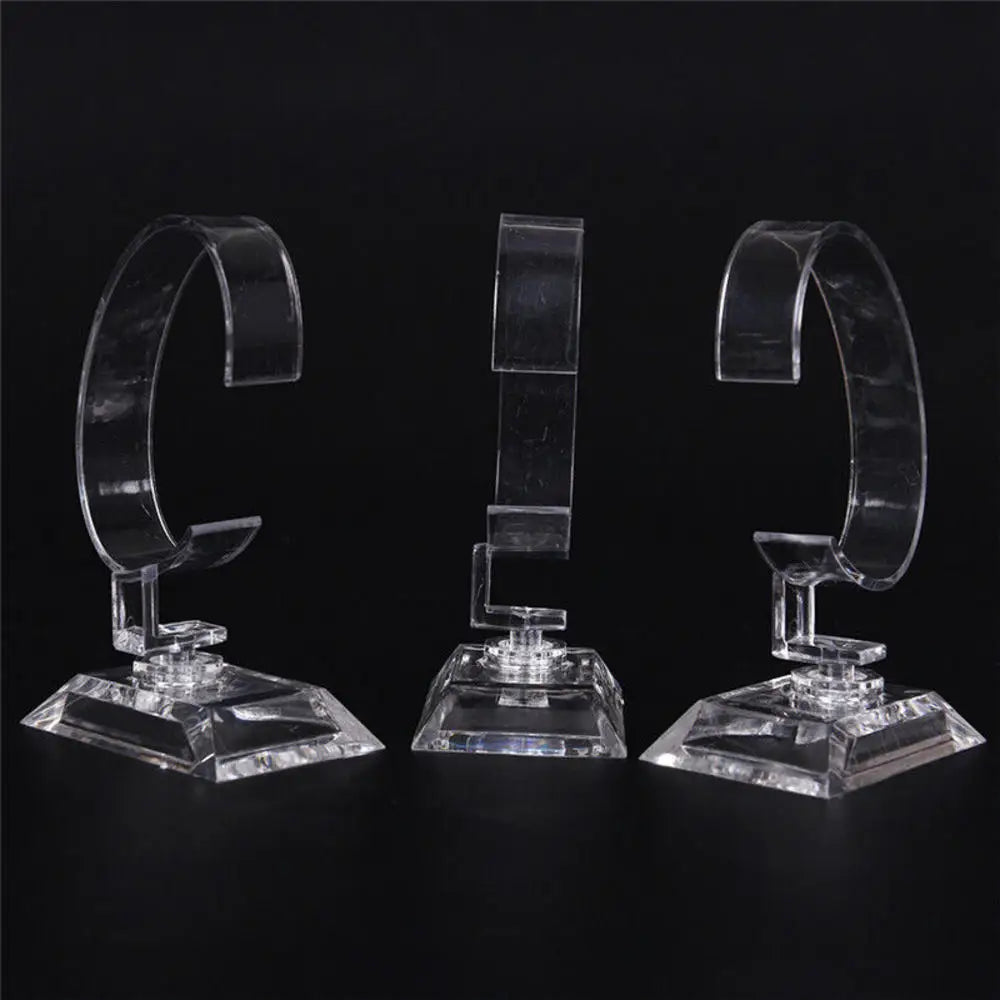10CM Plastic Wrist Watch Display Rack Holder C-ring Sale Showcase Stand Tool Clear Jewelry Packaging for Watch Bracelet Bangle - AMULET RING STORE