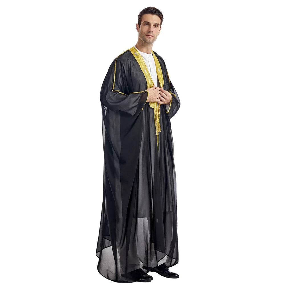 Islam Clothing Men Robe Kaftan Muslim Man Moroccan Casual Long Jubba Thobe Arabic Robe Middle East National Costume Eid Ramadan