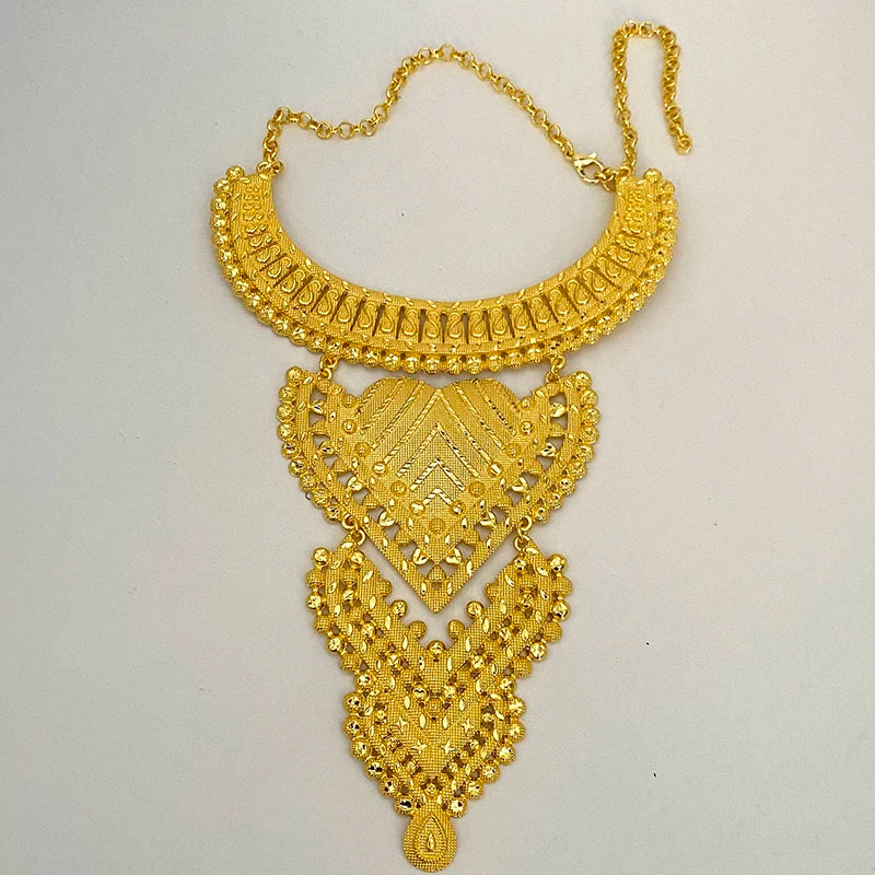 Gold Plated Bohemia Dubai Women's Jewelry Set Wedding African Big Necklace Sets Ethiopian Bridal Indian Hawaiian Jewellery