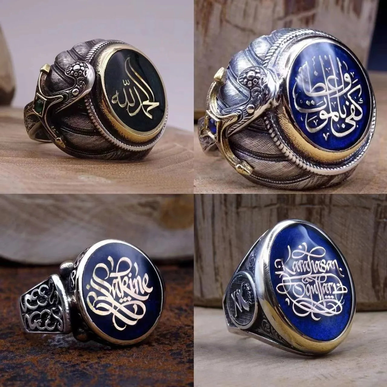 Vintage Arab Style Rings for Men Stainless Ethnic Arabic Calligraphy Ring - AMULET RING STORE