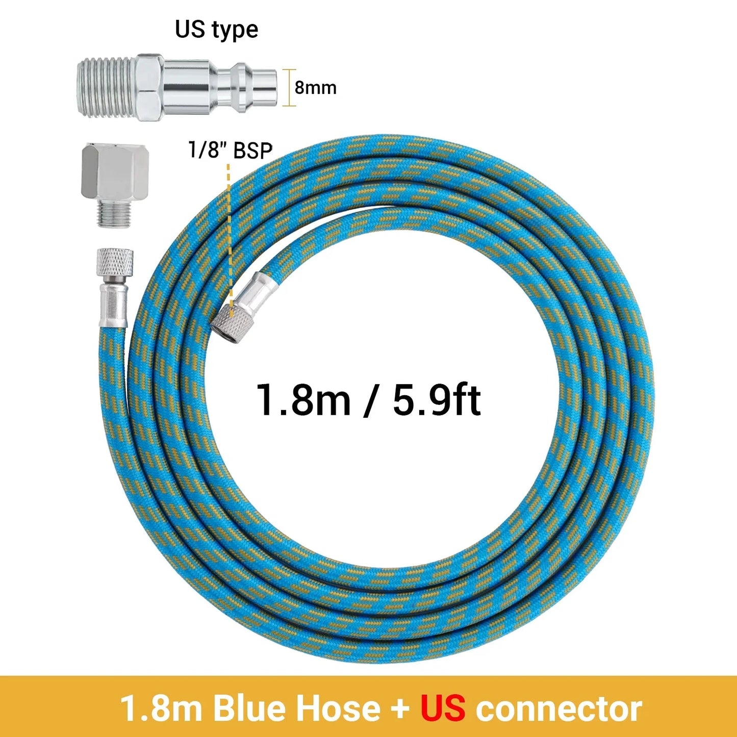 Professional Nylon Braided Airbrush Hose 1/8"*1.8m(5.9ft) Fitting 1/8in EU US Adapter for Air Pump Compresso Accessories - AMULET RING STORE
