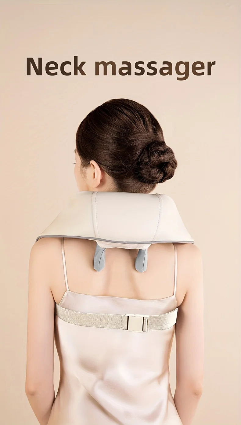 Shoulder and neck massager, capable of deep hot compress, finger pressure wireless massage shawl, electric kneading massager