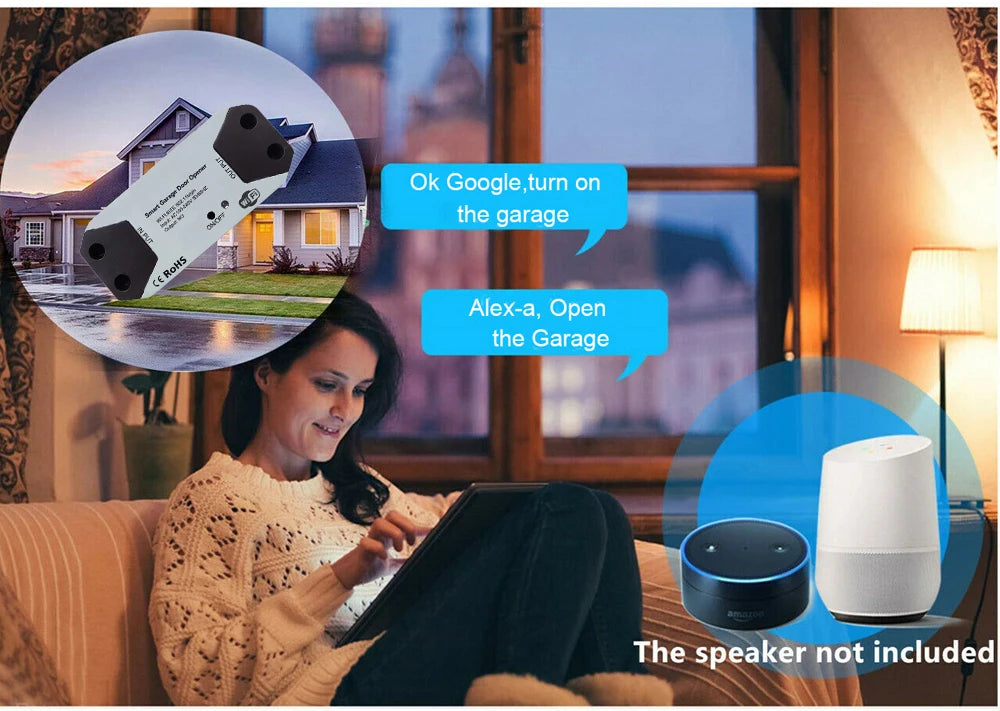 Tuya WiFi Switch Garage Door Controller Smart Door Opener Work with Alexa Google Home Smart Life Tuya APP Control No Hub Require - AMULET RING STORE