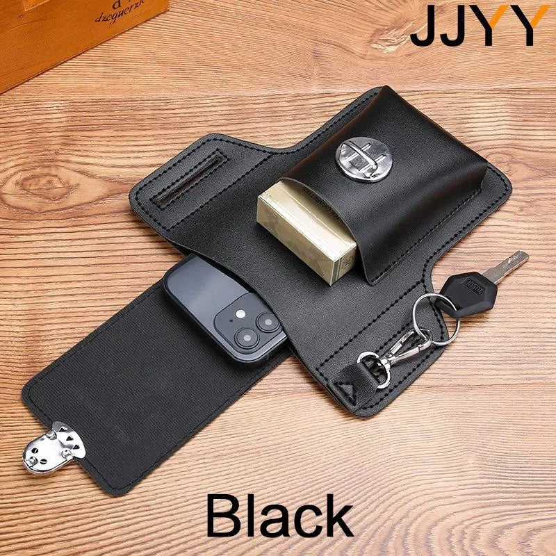 Men Leather Vintage Pack Waist Bag Belt Clip Phone Holster Travel Hiking Cell Mobile Phone Case Cover Belt Pouch Purse Belt - AMULET RING STORE