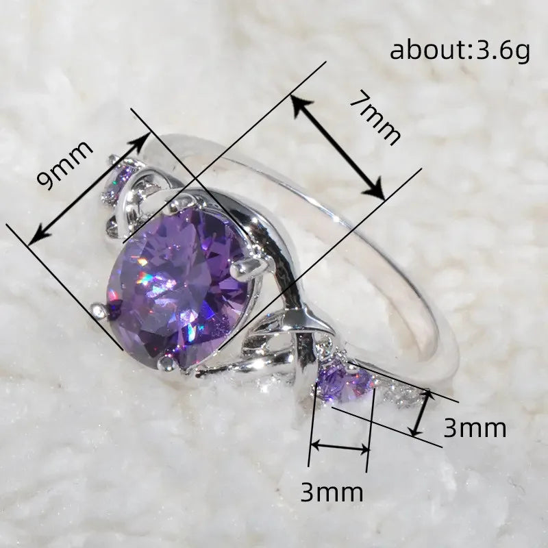 Luxury Purple CZ Engagement & Wedding Ring for Women
