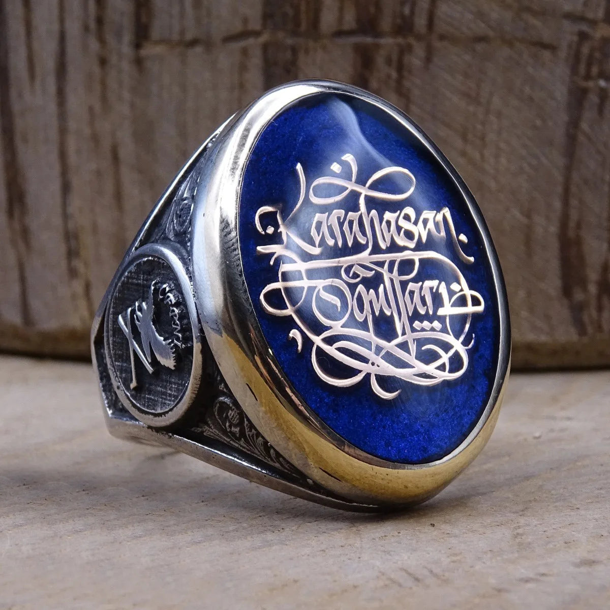 Vintage Arab Style Rings for Men Stainless Ethnic Arabic Calligraphy Ring - AMULET RING STORE