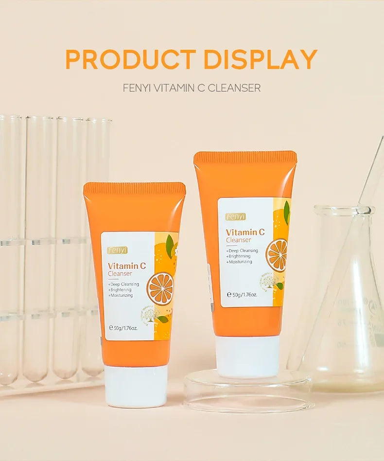 Vitamin C Facial Cleanser Skin Cleansing Moisturizing Blackhead Remove Skincare Face Wash Foam Face Cleanser 50g