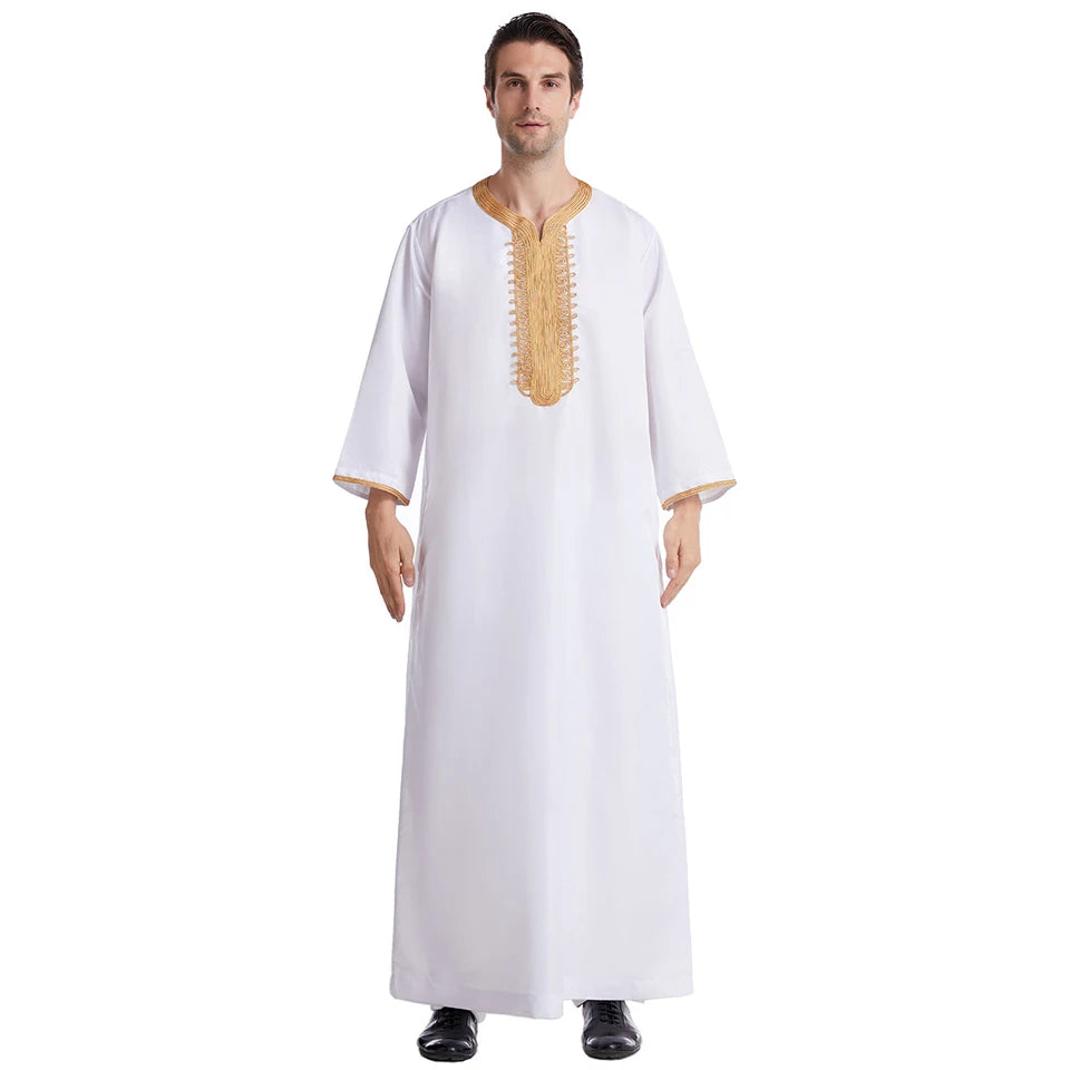Jubba Thobe For Man Islamic Muslim Clothing Fashion Moroccan Saudi Arabic Dubai Oman Adult Long Sleeve Plus Size Casual Kaftan