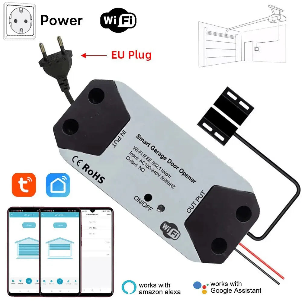 Tuya WiFi Switch Garage Door Controller Smart Door Opener Work with Alexa Google Home Smart Life Tuya APP Control No Hub Require - AMULET RING STORE