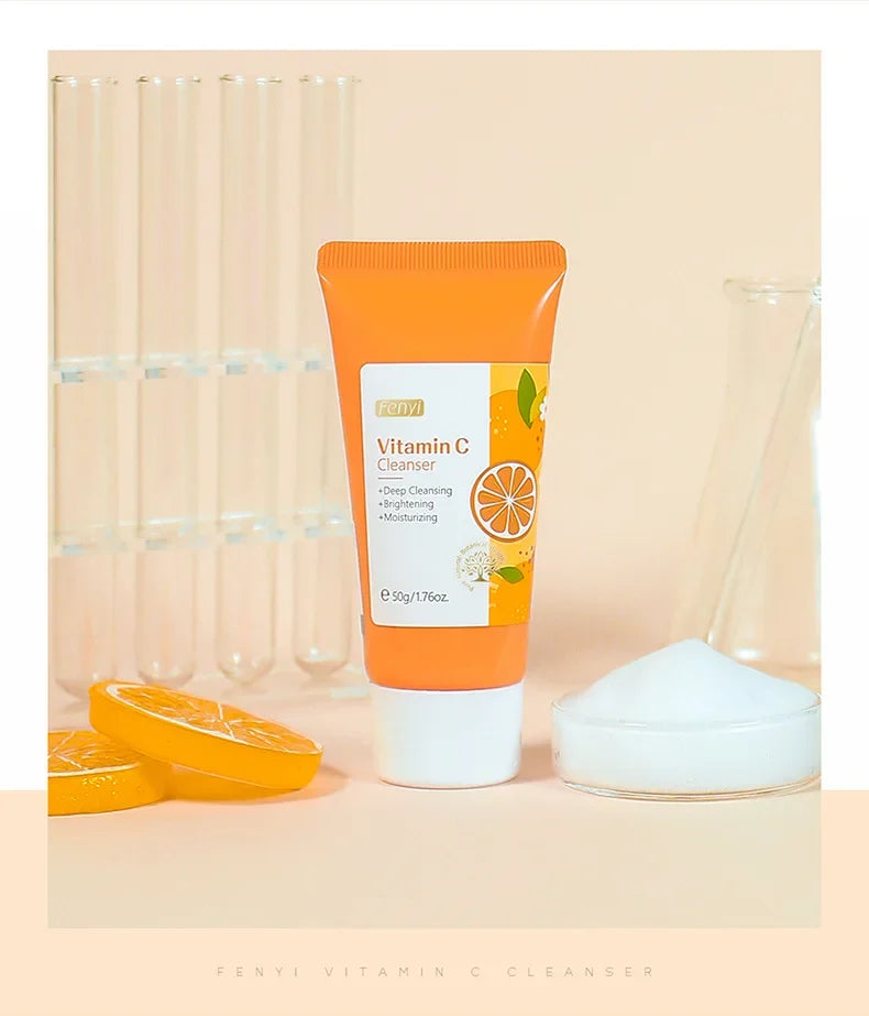 Vitamin C Facial Cleanser Skin Cleansing Moisturizing Blackhead Remove Skincare Face Wash Foam Face Cleanser 50g - AMULET RING STORE