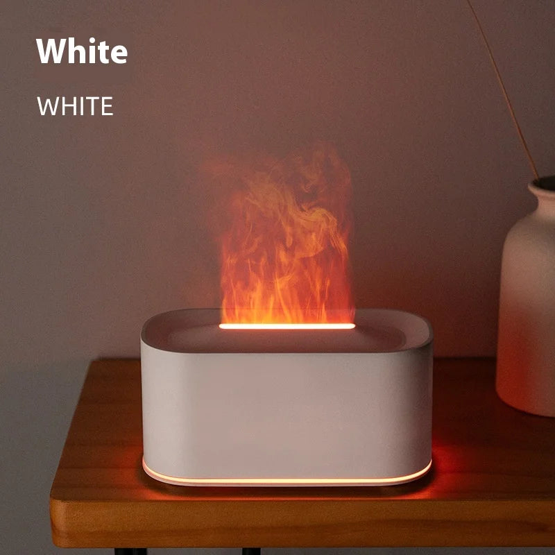 New style seven-color aromatherapy machine, bedroom essential oil aromatherapy lamp, wood grain flame humidifier, desktop cracke