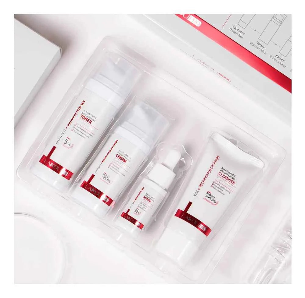 Niacinamide Skin Care Set Oil Control Anti-Wrinkle Aging Fine Lines Serum Whitening cream Repair Face Nourish Toner 4 Set box