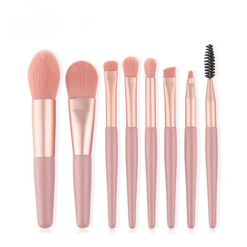 8Pcs Makeup Brushes Pro Pink Brush Set Powder EyeShadow Blending Eyeliner Eyelash Eyebrow Make Up Beauty Cosmestic Brushes - AMULET RING STORE