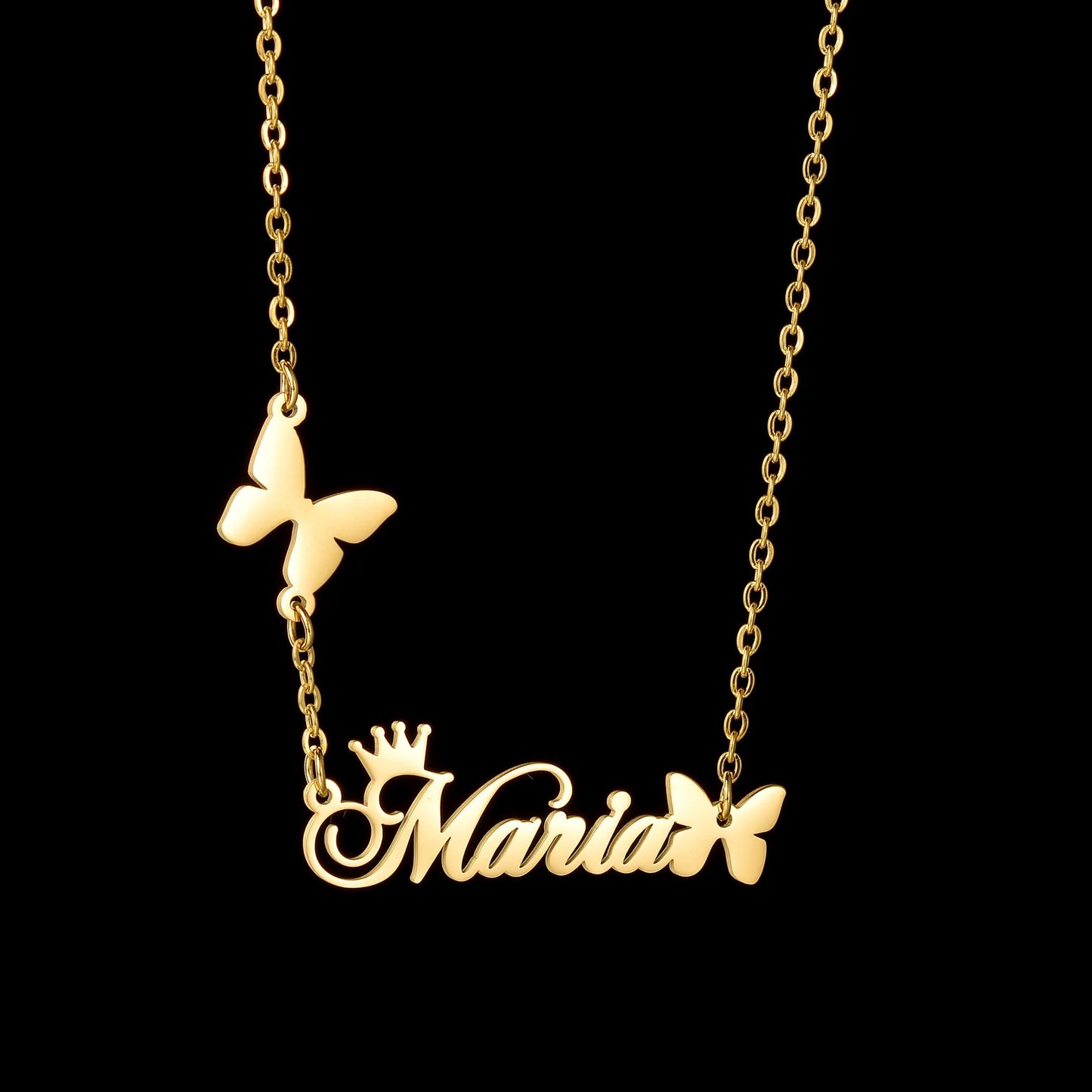 Acheerup Personalized Name Butterfly Necklace for Women Stainless Steel Pendant Customized Letter Choker Birthday Jewelry Gift